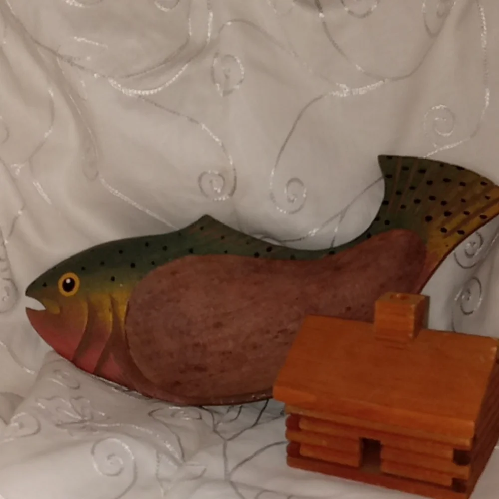Trout What Not Tray And Log Cabin Storage Container